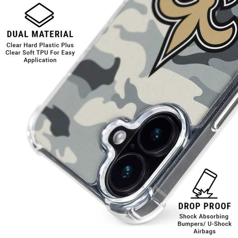NFL New Orleans Saints Camo iPhone 16 MagSafe Case