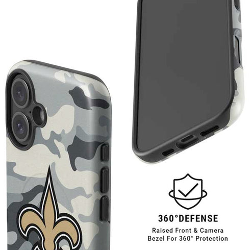 NFL New Orleans Saints Camo iPhone 16 Magsafe Impact Case