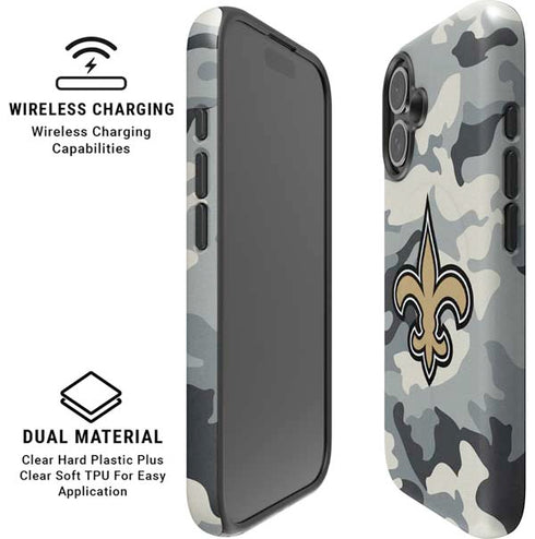 NFL New Orleans Saints Camo iPhone 16 Magsafe Impact Case