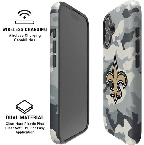 NFL New Orleans Saints Camo iPhone 16 Plus Magsafe Impact Case