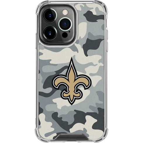 NFL New Orleans Saints Camo iPhone 16 Pro Clear Case