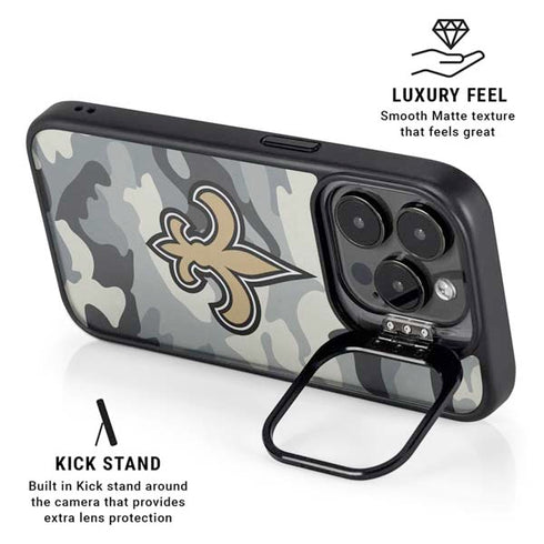 NFL New Orleans Saints Camo iPhone 16 Pro Kickstand Case