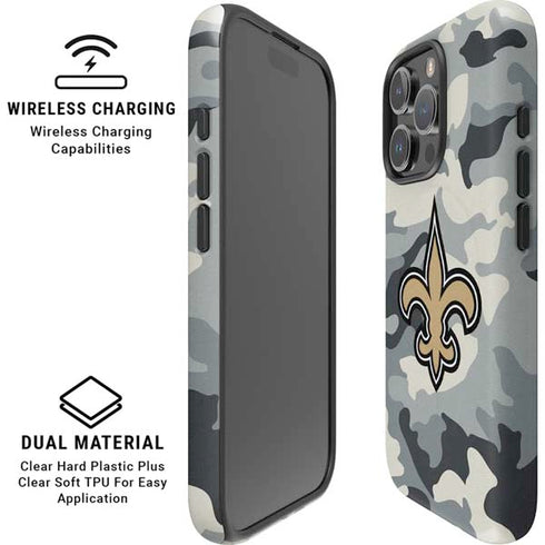 NFL New Orleans Saints Camo iPhone 16 Pro Magsafe Impact Case