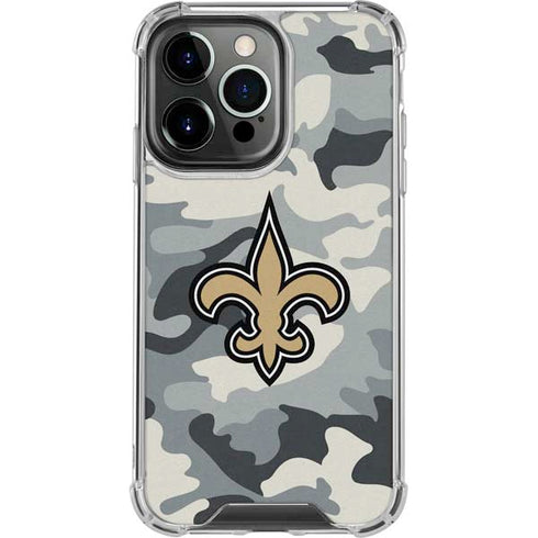 NFL New Orleans Saints Camo iPhone 16 Pro Max Clear Case