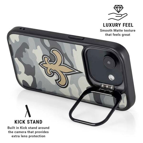 NFL New Orleans Saints Camo iPhone 16e Kickstand Case