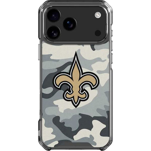 NFL New Orleans Saints Camo iPhone 18 Pro Max Clear Case