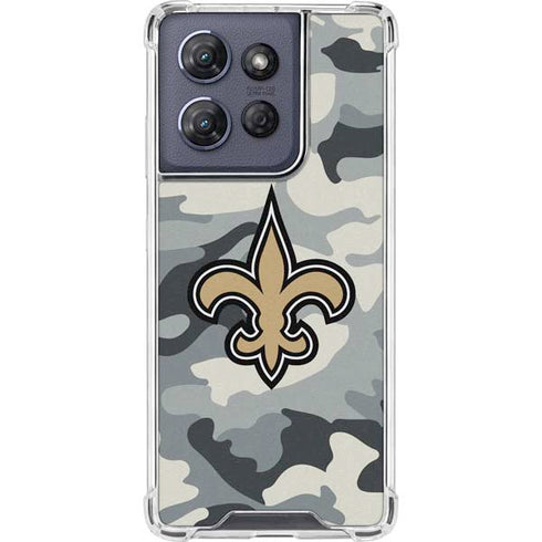 NFL New Orleans Saints Camo Moto G 5G (2025) Clear Case