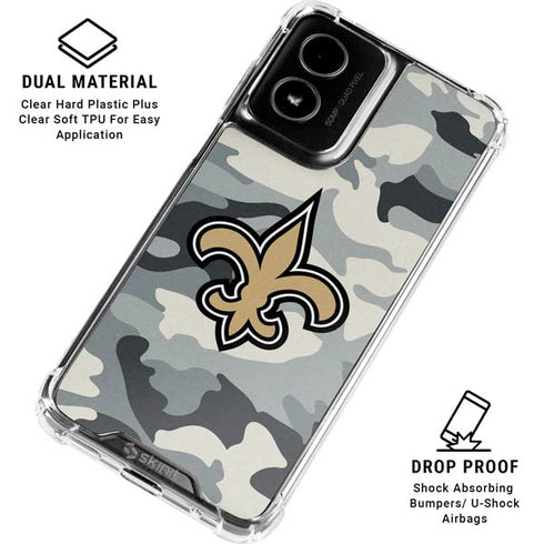 NFL New Orleans Saints Camo Moto G Power 5G (2024) Clear Case