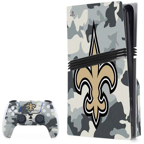 NFL New Orleans Saints Camo PS5 Pro Disk Bundle Skin