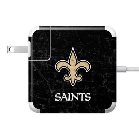 NFL New Orleans Saints Distressed 85W Power Adapter (15 and 17 inch MacBook Pro Charger) Skin