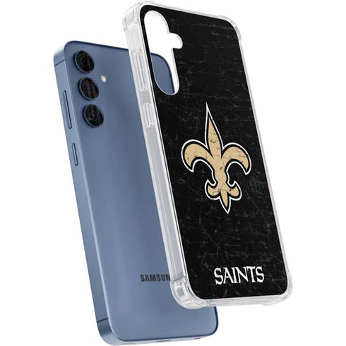 NFL New Orleans Saints Distressed Galaxy A35 5G Clear Case