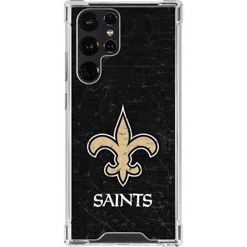 NFL New Orleans Saints Distressed Galaxy S23 Ultra Clear Case