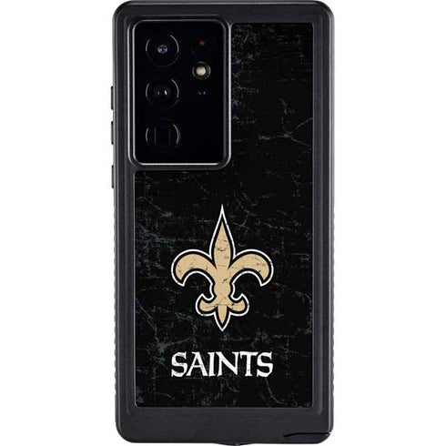 NFL New Orleans Saints Distressed Galaxy S24 Ultra Waterproof Case