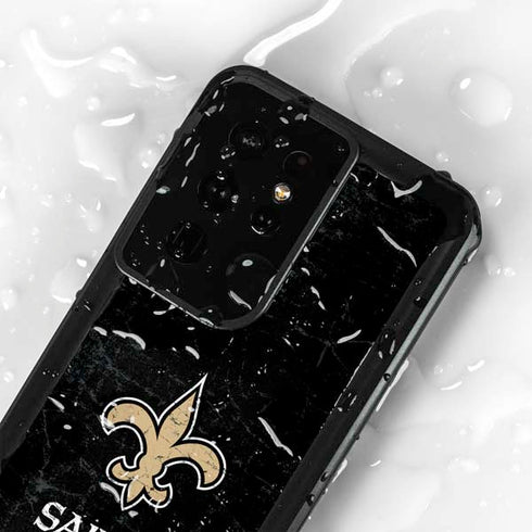 NFL New Orleans Saints Distressed Galaxy S24 Ultra Waterproof Case