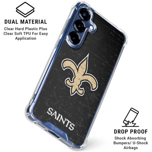 NFL New Orleans Saints Distressed Galaxy S25 FE Clear Case
