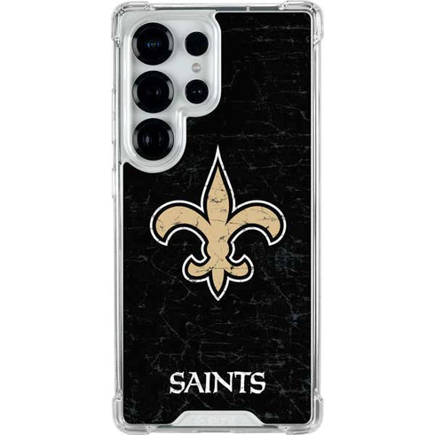 NFL New Orleans Saints Distressed Galaxy S25 Ultra Clear Case