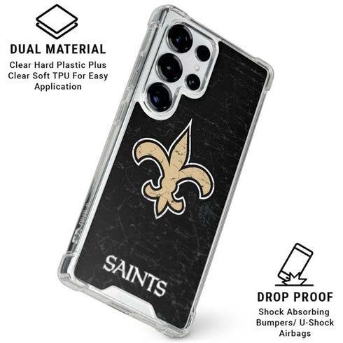 NFL New Orleans Saints Distressed Galaxy S25 Ultra Clear Case