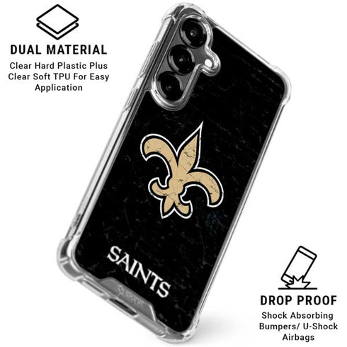 NFL New Orleans Saints Distressed Galaxy S26 Plus Clear Case
