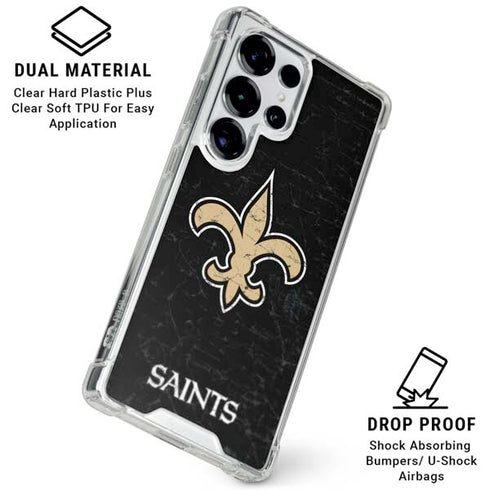 NFL New Orleans Saints Distressed Galaxy S26 Ultra Clear Case