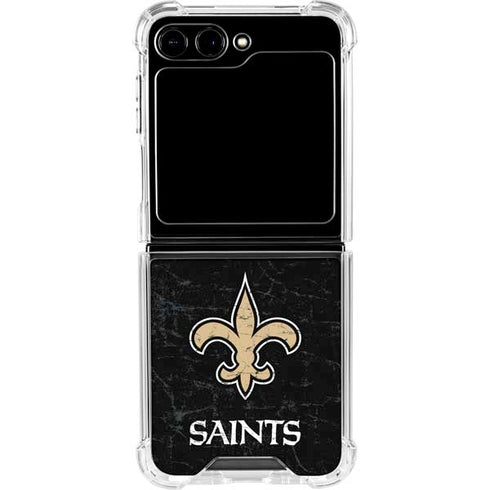 NFL New Orleans Saints Distressed Galaxy Z Flip6 Clear Case