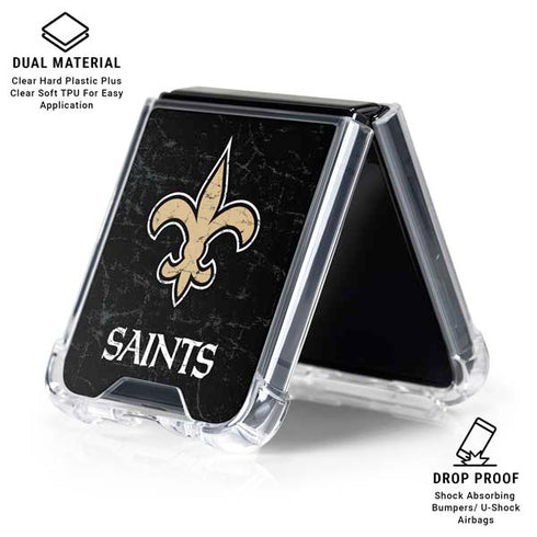 NFL New Orleans Saints Distressed Galaxy Z Flip6 Clear Case