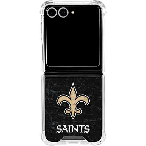NFL New Orleans Saints Distressed Galaxy Z Flip7 Clear Case