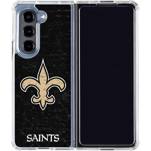 NFL New Orleans Saints Distressed Galaxy Z Fold5 5G Clear Case