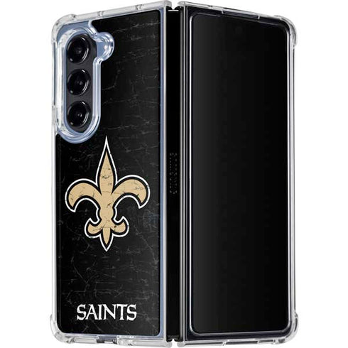 NFL New Orleans Saints Distressed Galaxy Z Fold5 5G Clear Case