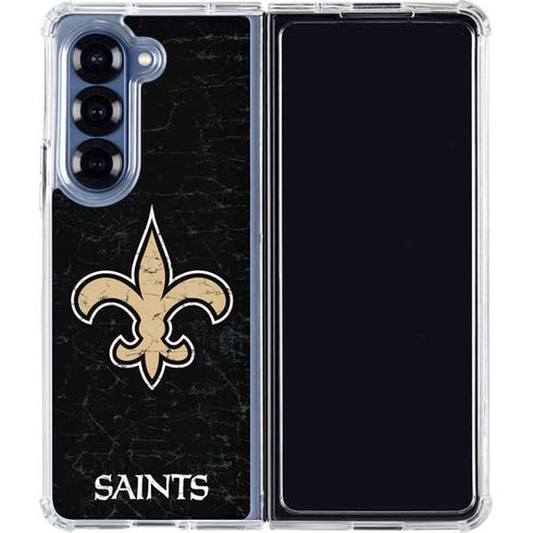 NFL New Orleans Saints Distressed Galaxy Z Fold7 Clear Case