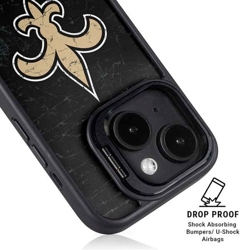 NFL New Orleans Saints Distressed iPhone 14 Kickstand Case