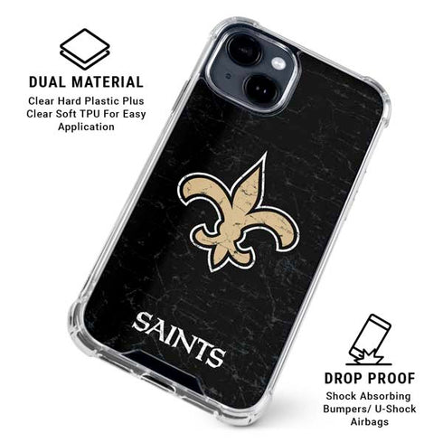 NFL New Orleans Saints Distressed iPhone 15 Clear Case