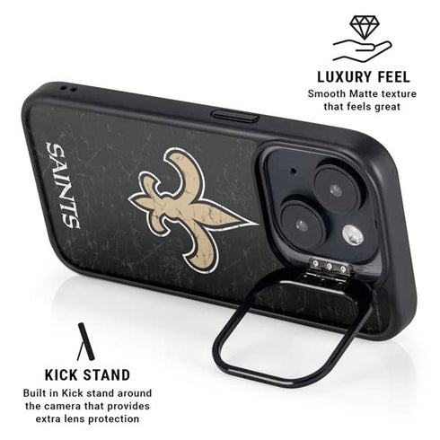 NFL New Orleans Saints Distressed iPhone 15 Kickstand Case