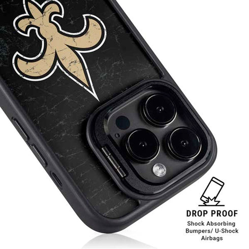 NFL New Orleans Saints Distressed iPhone 15 Pro Kickstand Case