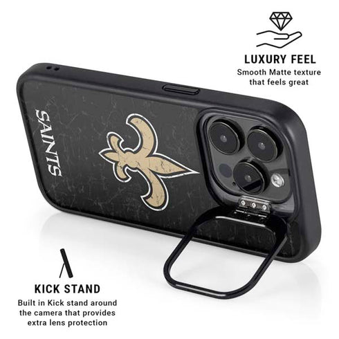 NFL New Orleans Saints Distressed iPhone 15 Pro Max Kickstand Case