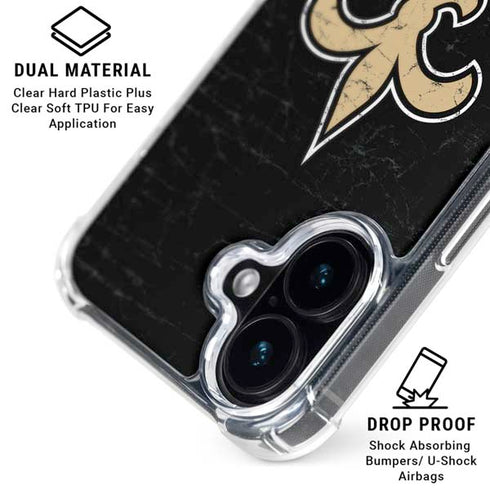 NFL New Orleans Saints Distressed iPhone 16 Clear Case
