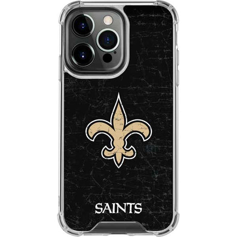 NFL New Orleans Saints Distressed iPhone 16 Pro Clear Case