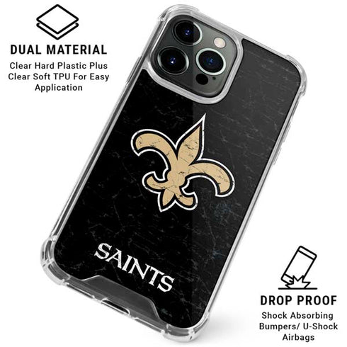 NFL New Orleans Saints Distressed iPhone 16 Pro Clear Case