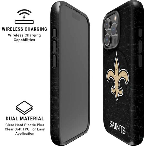 NFL New Orleans Saints Distressed iPhone 16 Pro Max Magsafe Impact Case