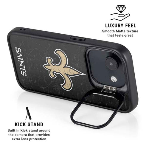 NFL New Orleans Saints Distressed iPhone 16e Kickstand Case