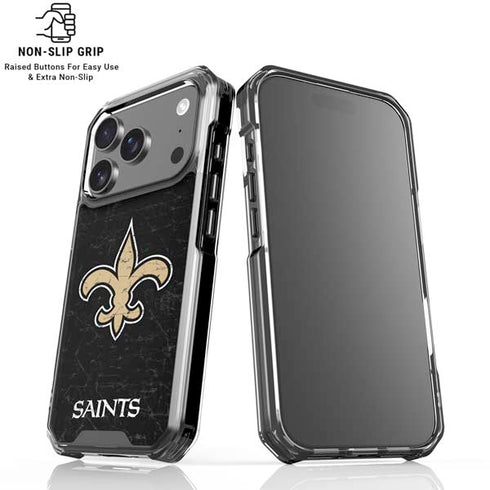 NFL New Orleans Saints Distressed iPhone 17 Pro Clear Case
