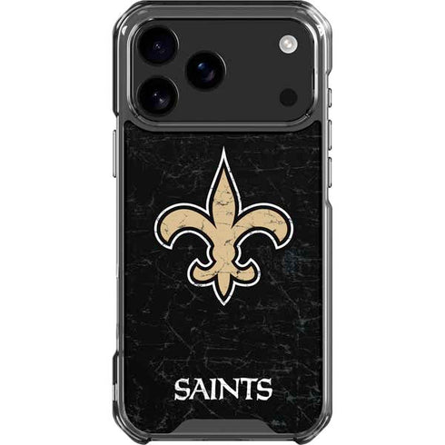 NFL New Orleans Saints Distressed iPhone 17 Pro Max Clear Case