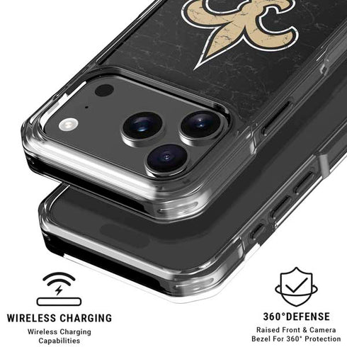 NFL New Orleans Saints Distressed iPhone 17 Pro Max Clear Case