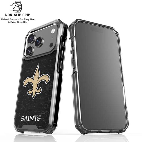 NFL New Orleans Saints Distressed iPhone 17 Pro Max Clear Case