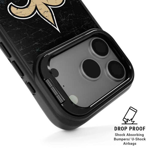 NFL New Orleans Saints Distressed iPhone 17 Pro Max Kickstand Case