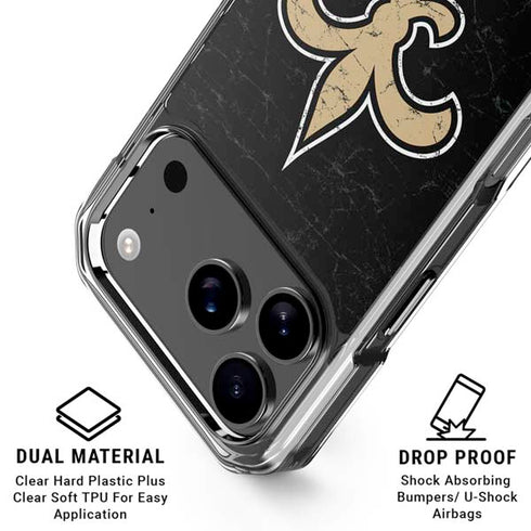 NFL New Orleans Saints Distressed iPhone 18 Pro Clear Case