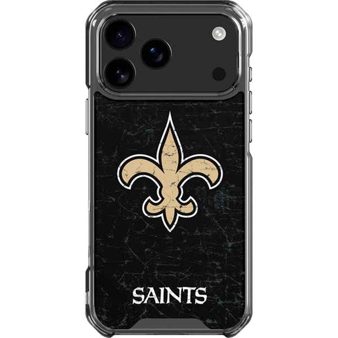 NFL New Orleans Saints Distressed iPhone 18 Pro Max Clear Case