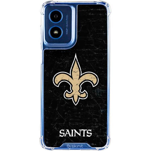 NFL New Orleans Saints Distressed Moto G 5G (2024) Clear Case