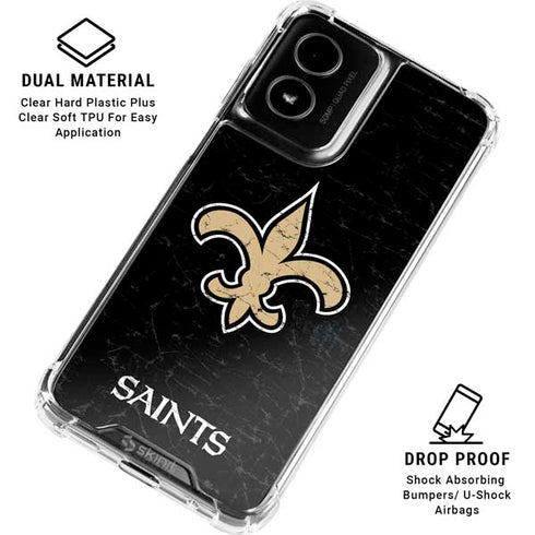 NFL New Orleans Saints Distressed Moto G Power 5G (2024) Clear Case