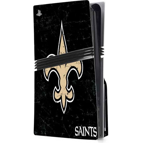 NFL New Orleans Saints Distressed PS5 Pro Disk Console Skin