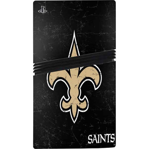 NFL New Orleans Saints Distressed PS5 Pro Disk Console Skin
